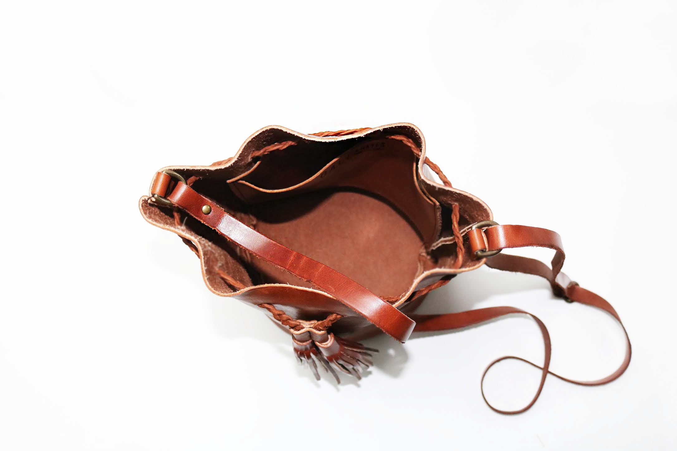 Vegetable Tanned Leather Drawstring Bucket Bag